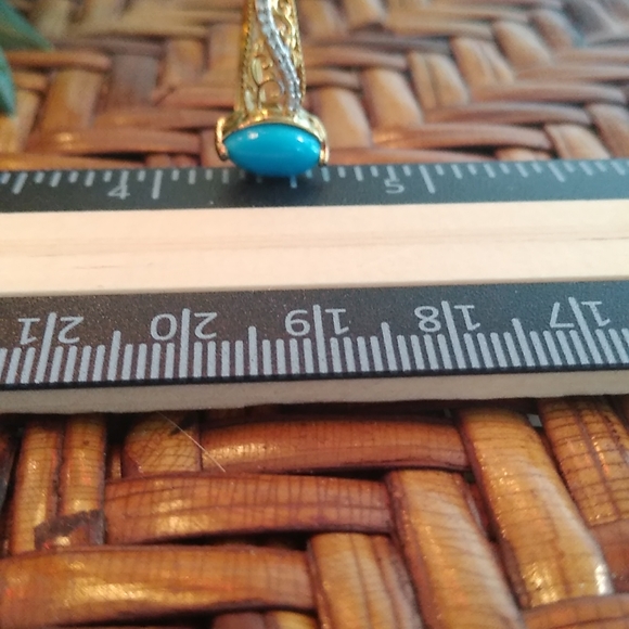 ARIZONA SLEEPING BEAUTY TURQUOISE, CAMBODIAN ZIRCON RING - Picture 5 of 9